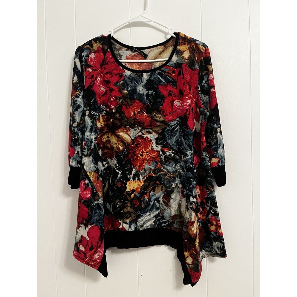 Mechant Floral Print Tunic Top Women’s Size M Bold Boho Y2K